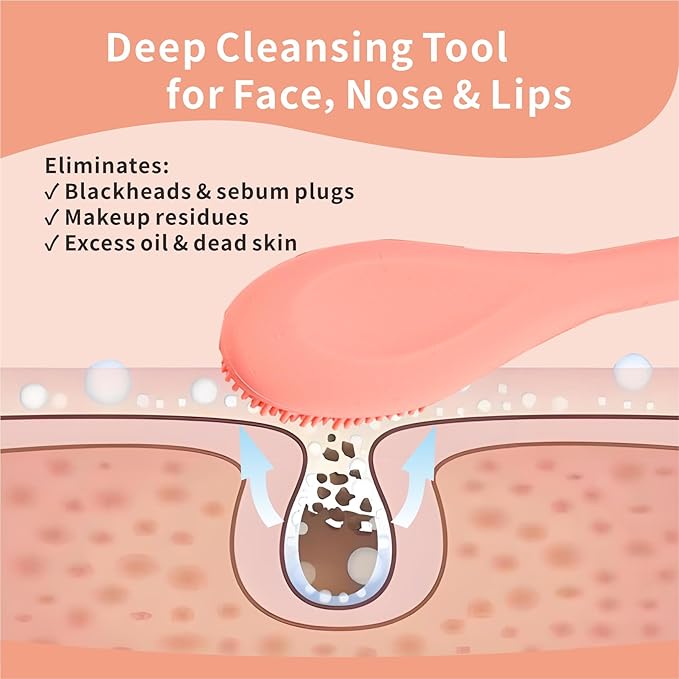 Silicone Face Scrubber, 2 in 1 Face Mask Brush, Pore Brush, Blackhead Remover, Facial Cleansing Brushes, Face Mask Applicator for Mud, Clay(Green+Orange)