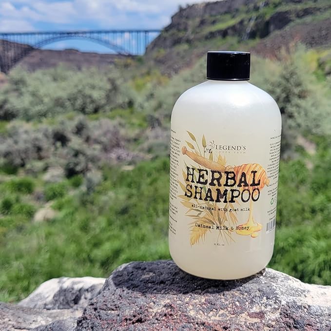 Legend's Creek Farm, Herbal Goat Milk Shampoo, Gently Cleansing & Soothing, Intense Softness & Shine, For Dry & Damaged Hair, 16 fl. Oz (Oatmeal, Milk, & Honey H.S.)