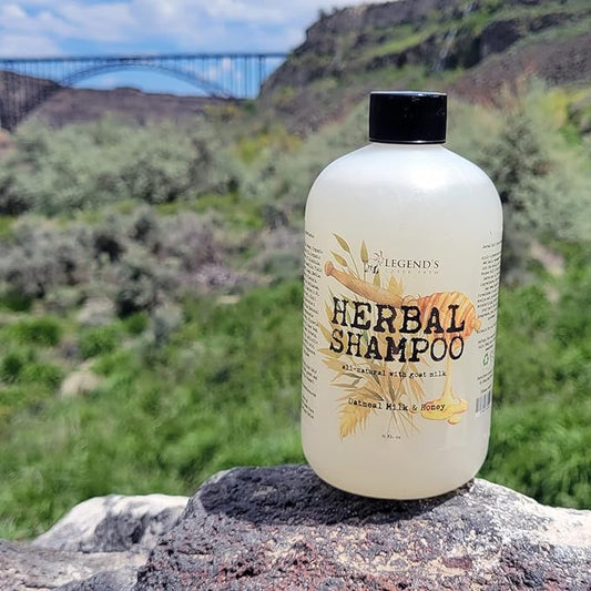 Legend's Creek Farm, Herbal Goat Milk Shampoo, Gently Cleansing & Soothing, Intense Softness & Shine, For Dry & Damaged Hair, 16 fl. Oz (Oatmeal, Milk, & Honey H.S.)