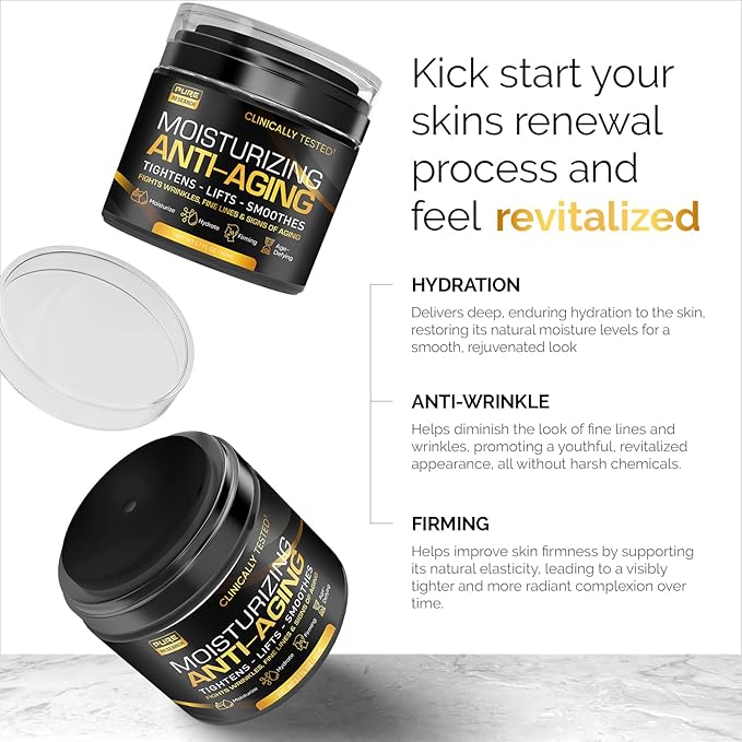 Men's Face Cream Moisturizer - Anti-Aging Cream For Men, Collagen, Retinol & Hyaluronic Acid - Day & Night - Facial Skin Care- Anti Wrinkle 1.7 oz