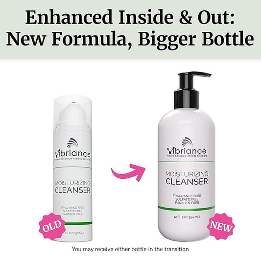 Vibriance Moisturizing Cleanser, Oil-to-Foam Face Wash with Niacinamide, Shea Butter for Mature Skin - Hydrating Gentle Facial Cleanser, Sensitive Face Wash, Sulfate-Free, 12 fl oz