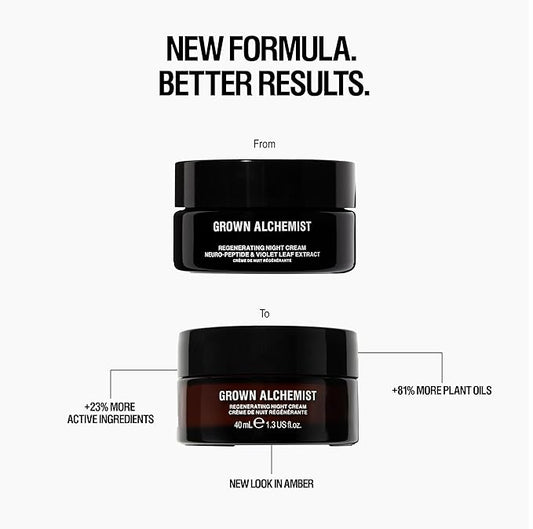 Grown Alchemist Regenerating Night Cream, 40ml, Anti-Aging Moisturizer for Firming, Collagen Boost & Wrinkle Reduction