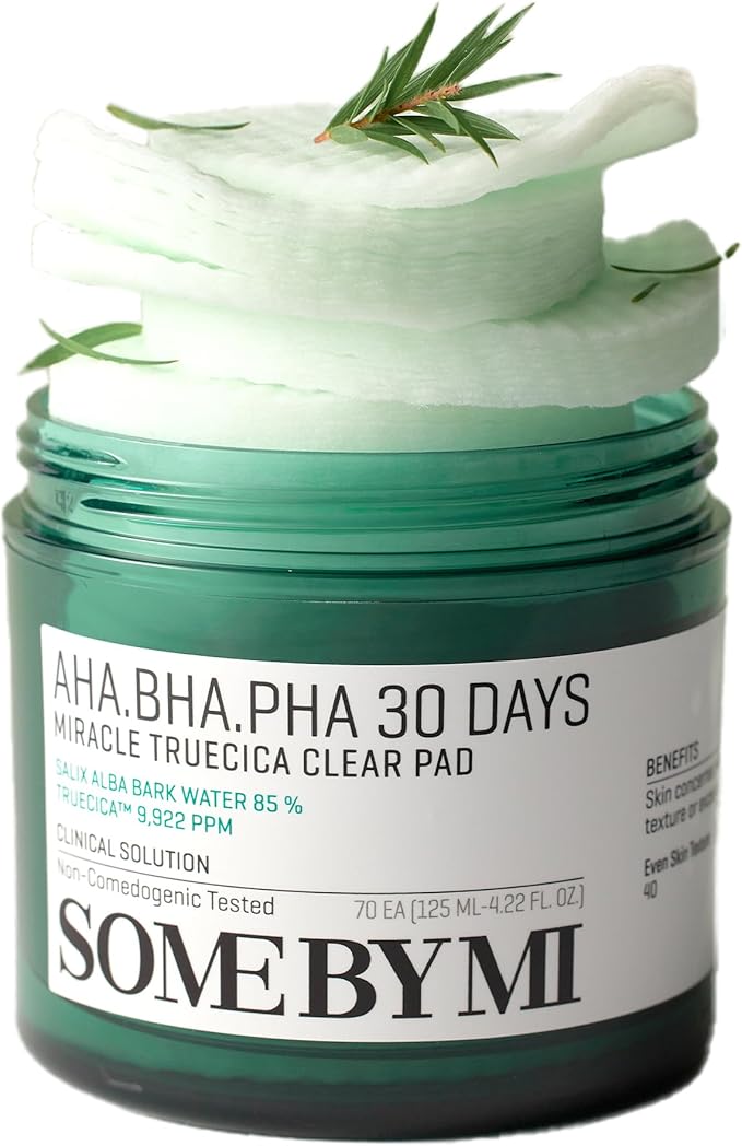 SOME BY MI AHA BHA PHA 30 Days Miracle Truecica Clear Pad – 70 Pads – Korean Exfoliating Centella Face Toner Pads – Gently Clears Impurities, Refines Pores & Smooths Skin Texture – Korean Skin Care