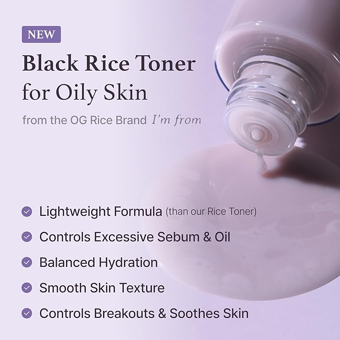 Miniature of Black Rice Toner for Oily Skin, Sebum Control Toner, Lightweight, Niacinamide, Panthenol, Fragrance Free, Korean Skin Care, 30ml, 1.01 fl.oz