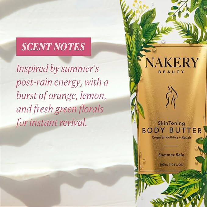 Nakery Skin Toning Body Butter for Women - Firming Body Lotion for Women - Peptide Infused Body Lotion for Crepey & Sagging Skin - Firming Lotion for Neck, Arms & Legs - Summer Rain