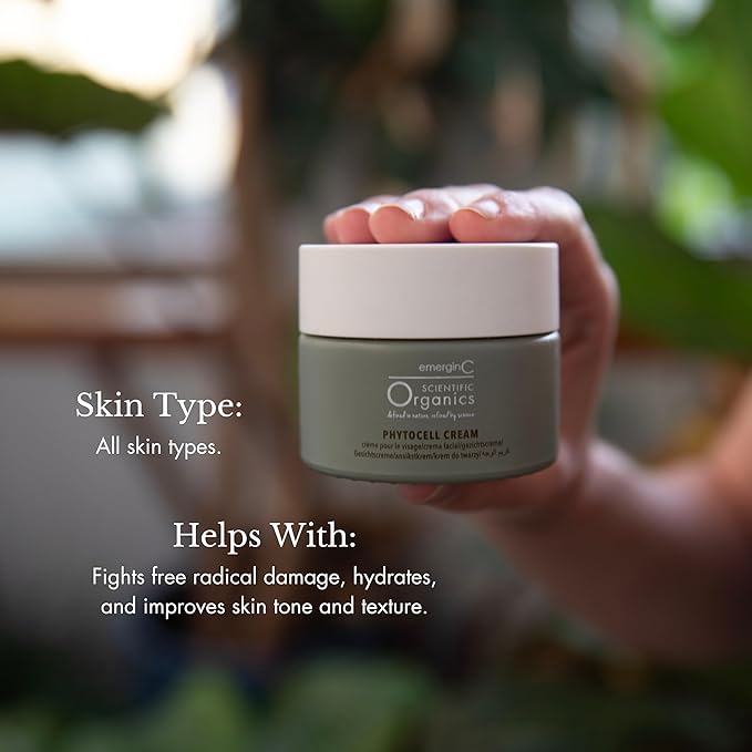 emerginC Scientific Organics Phytocell Anti-Aging Cream - Facial Moisturizer with Plant Stem Cells for Radiant Complexion and Skin Protection (1.7 oz, 50 ml)