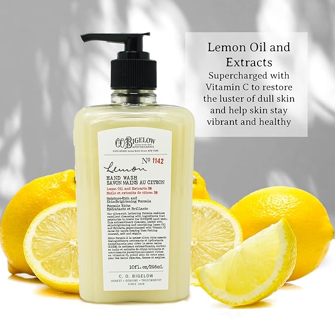 C.O. Bigelow Lemon Hand Wash, Liquid Hand Soap with Lemon Extract & Aloe Vera, 10 Fl Oz