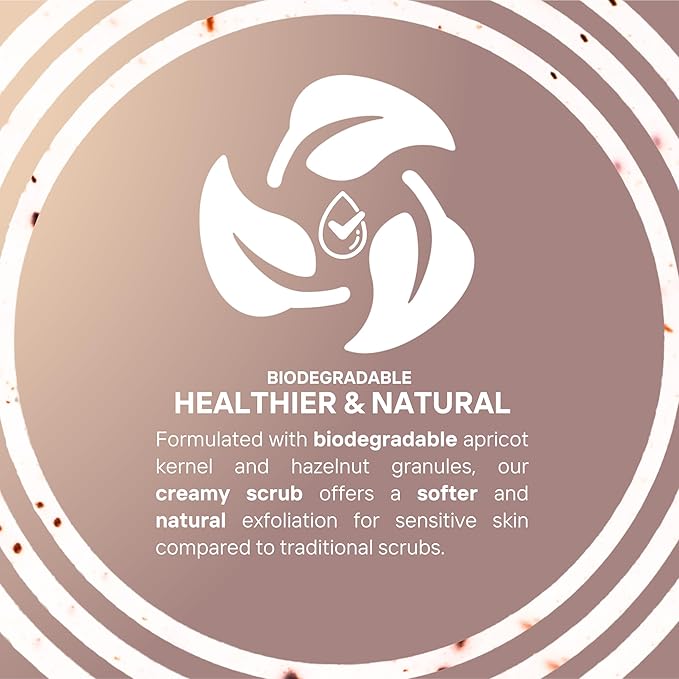 Body Scrub - Warm Vanilla & Amber Richness, Bitter Almond Oil, Nutshell & Apricot Kernel Granules and Vitamin E, Soft Peeling Effect, 16.9 fl.oz