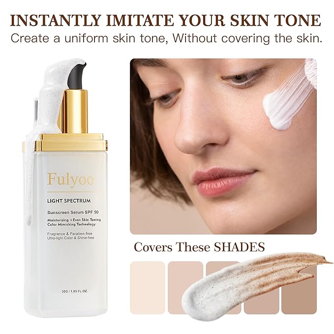 4-in-1 Tinted Moisturizer With SPF50，Anti-Aging，Against UVA and UVB，Bio Mimic Foundation，Suitable for Sensitive Skin,Simple and Easy