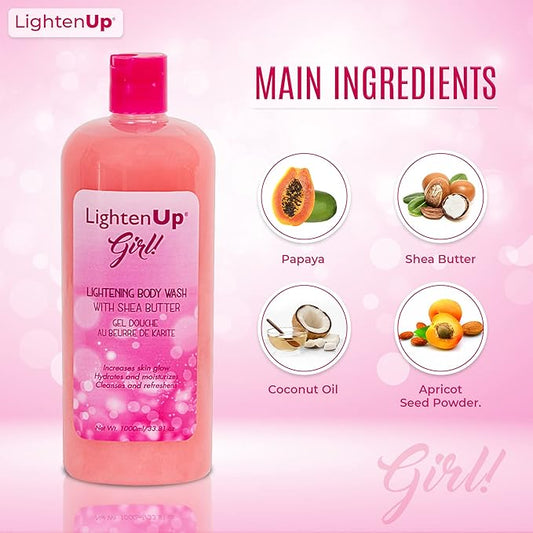 OMIC Lighten-Up Exfoliating Body Wash - 33.8 Fl oz / 1000 ml (Girl)