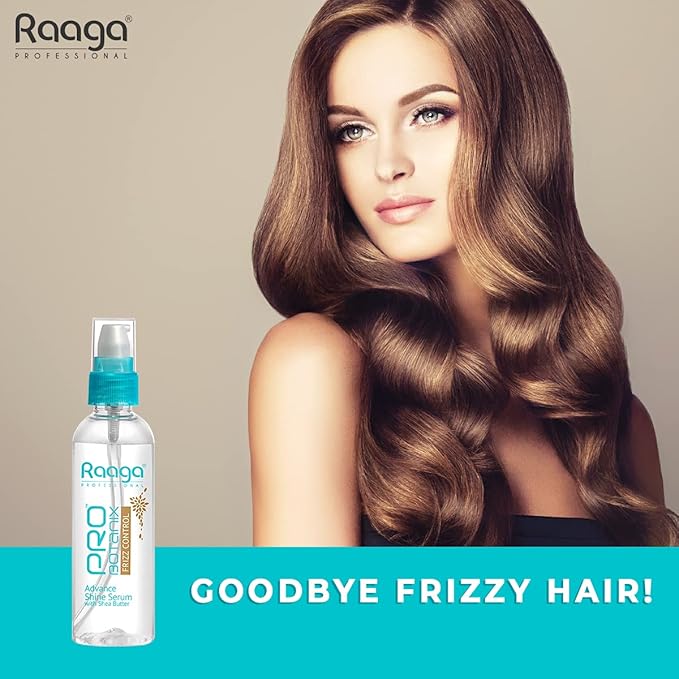 Raaga Professional Pro Botanix Frizz Control Hair Serum with Shea Butter | Smooths & Tames Frizz | Enhances Shine & Softness | Lightweight & Non-Greasy | 3.38 Fl Oz/100ml