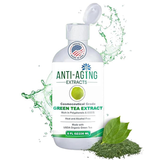 Pure Green Tea Extract for Skin and Hair – Cold-Processed Antioxidant, Polyphenol & EGCG Serum with USDA Organic Leaves – Natural - Alcohol-Free - 8 fl oz