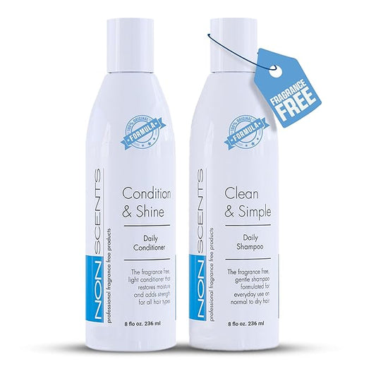 Nonscents - Fragrance Free Shampoo and Conditioner Set - Organic Formula - Hydrating Shampoo for Dry Hair, Moisturizing and Unscented Shampoo and Conditioner for All Hair Types | Made in USA