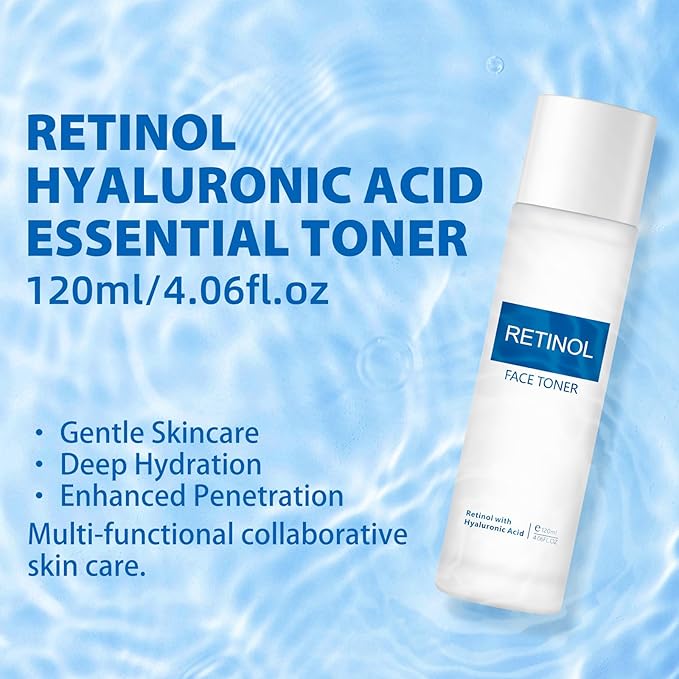 Face Toner for Women, Retinol Facial Toner, Hyaluronic Acid Skin Toner for Firming Skin, Moisturizing, Reduce Fine Lines, Oil Dry Sensitive Skin, 4.06fl.oz/120ml