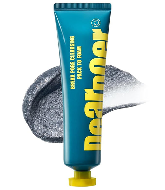 Break Pore Cleansing Pack to Foam – 3-in-1 Korean Skin Care Wash-Off Mask & Exfoliator & Cleanser w/Charcoal and Salicylic Acid – AHA, BHA, PHA for Oily, Congested Skin (3.38 fl oz)