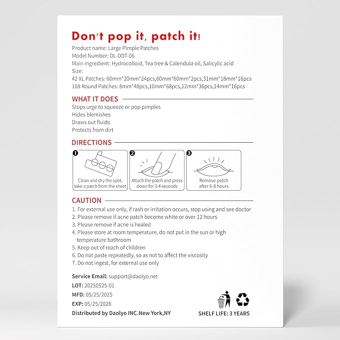 Large Pimple Patches for Face, 7 Sizes 210 Counts XL Acne Patches, Big Hydrocolloid Bandages for Body, Chin, Forehead, Chest, Back Zit Breakouts (Strip, Square, Round)