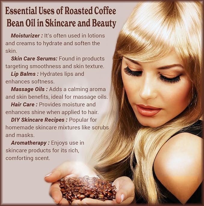 Natural Born Oils Roasted Coffee Bean Oil, 8oz, Organic, Cold-Pressed, Vitamin-Rich, Skin Radiance Enhancer, Hair Conditioner