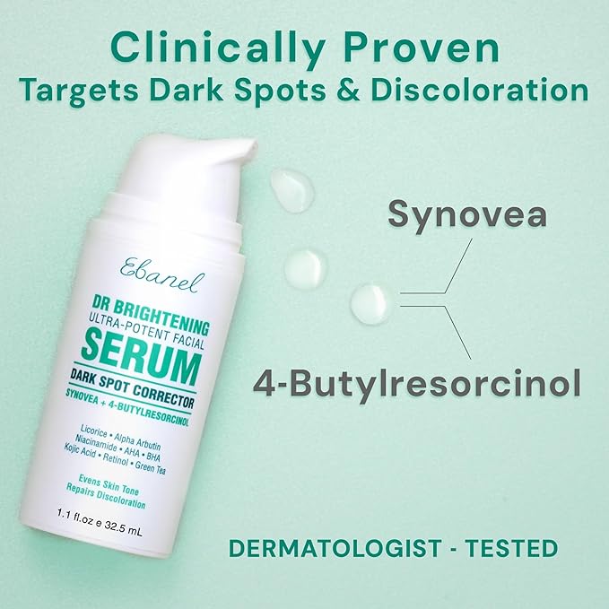Ebanel Dark Spot Remover for Face & Body, Brightening Serum with Synovea HR, Alpha Arbutin, Niacinamide, Kojic Acid, Dark Spot Corrector for Hyperpigmentation, Discoloration, Melasma and Age Spots