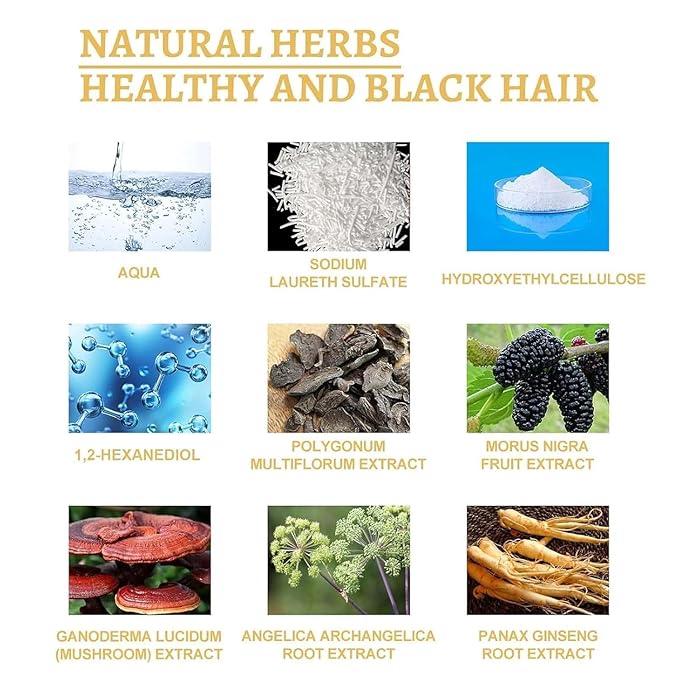 Black Shouwu Nourishing Serum, Natural Anti-Greying Hair Darkening Ganoderma Polygonum Serum, Make Hair Thicker, Strengthen Damaged Hair Care (2 Pcs)