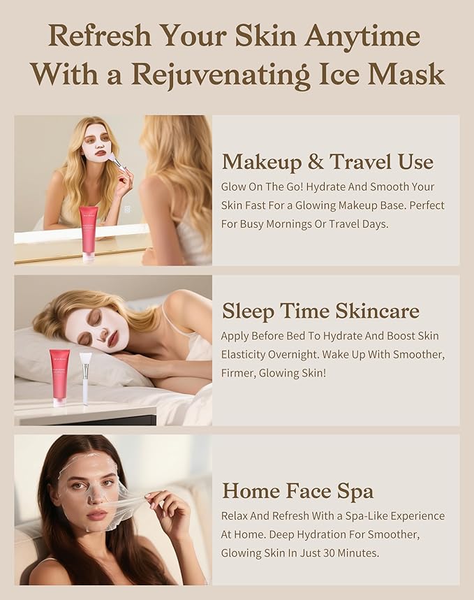 Collagen Night Wrapping Mask, Rice Mask for Face, Peel Off Face Mask for Elasticity, Hydrating & Glow, Korean Skin Care, 2.53 FL.OZ