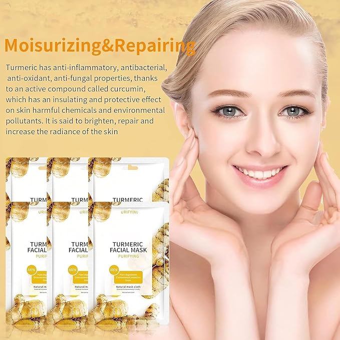 10 Sheets Masks Turmeric Face Sheet Mask for Women, Hydrating Face Masks Skincare, Facial Mask Sheet Facial Masks for Breakouts Pimple Oil Control, Bulk Face Masks Suitable for All Skin Types