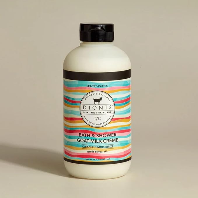 Dionis Goat Milk Skincare Sea Treasures Bath Soap & Liquid Shower Crème, Rich, Creamy Cruelty Free, Paraben Free Hydration Body Wash Cleanser, Soap Moisturizer For Sensitive Skin, 14.5 oz Bottle