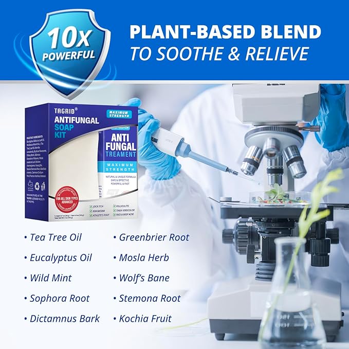 Tinea Versicolor Treatment - Antifungal Soap & Antifungal Cream, 7X FAST, Multi-Functional Clinically Proven Kit for Ringworm, Folliculitis, Jock Itch, Athlete's Foot, and Seborrheic Dermatitis