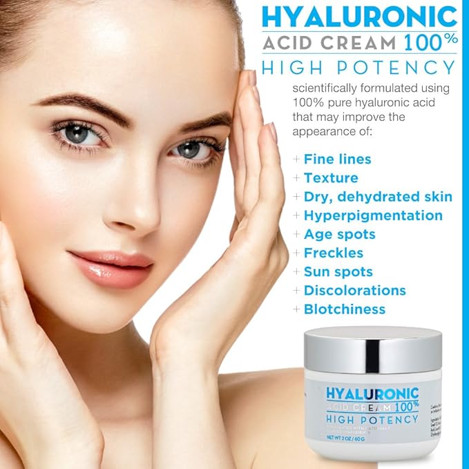 Dermedicine 100% Hyaluronic Acid Cream Face w/Jojoba Oil & Apricot Oil Professional Grade Intense Hydration Keeps Skin Looking Plump & Feeling Moisturized Skin Color & Tone