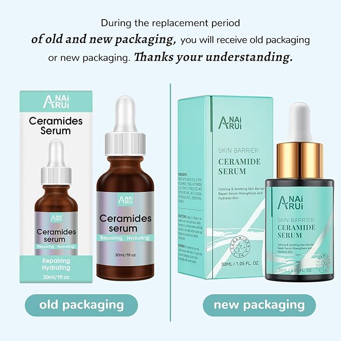 ANAI RUI Ceramide Face Serum, Calming Smooting Serum for face,Skin Barrier Repair Serum with Hyaluronic Acid, Reduces Wrinkles & Repairs Skin, Soothe Redness,Ceramide Moisturizer Serum 1 Fl.oz