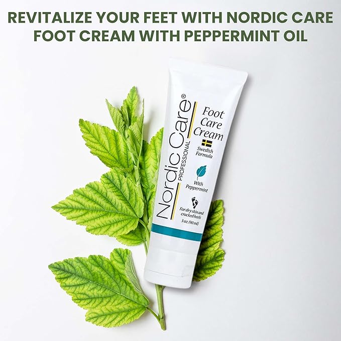 Nordic Care peppermint Foot Care Cream - Intensive Repair Foot Cream With Eucalyptus & peppermint Oil For Dry Feet & Cracked Heels, Foot Care Cream Provide Deep Hydration | (6 oz, Pack of 1)