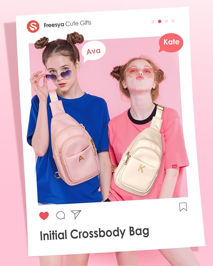 Birthday Gifts for Women Teen Girls, Initial Crossbody Sling Bag, Travel Purse for Women, Friends Sister Gifts
