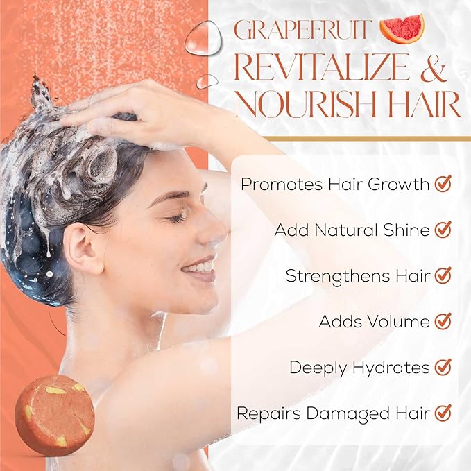 IIBESA Rice Water Shampoo Bar - Hair Growth & Volumizing Deep Hydrating - Japan Made Organic Ingredients - Solid Shampoo Bars For All Hair Types - Sulfate-Free Essential Oils - Grapefruit