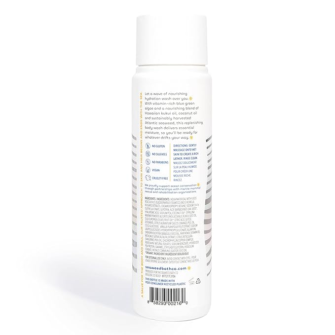 Seaweed Bath Co. Hydrate Body Wash - Citrus Vanilla | Foaming Shower Gel Cleanser with Natural Ingredients | Vegan, Paraben and Sulfate Free | For Women and Men | 12 oz (Pack of 2)