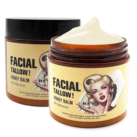 Beef Tallow for Skin,Tallow and Honey Balm,Tallow Face Moisturizer Beef Tallow for Face,Grass Fed Grass Finished Organic Faces Cream,Moisturizer,Body Lotion,Skin Care,Body Cream(2pcs)