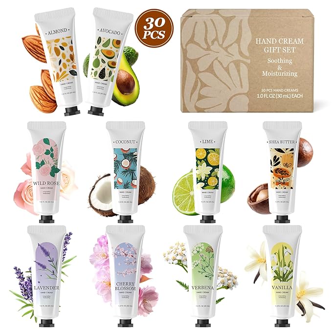 BODY & EARTH 30 Pack Hand Cream Bulk, Mini Hand Lotion, Travel Size Lotion for Women, Teacher Gifts, Bridesmaid Gifts and Bachelorette Party Favors