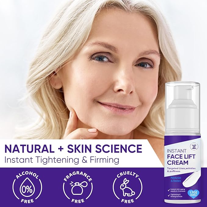 Instant Face Lift Cream, Effective 2-Minute Temporary Skin Tightening Cream, Visibly Firming Loose Sagging Skin, Repair and Smooth Wrinkles for Face and Neck