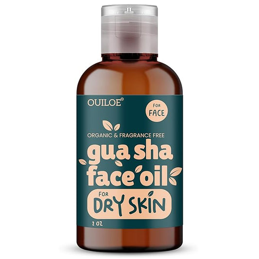 Gua Sha Oil for Dry Skin - Face Oil for Gua Sha Massage - Safe for Acne Prone Skin - Natural, Non Comedogenic, Fragrance Free, Organic, Lightweight & Non Greasy - Use with Gua Sha Facial Tools, 2oz