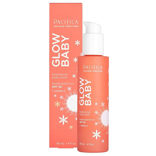 Pacifica Glow Baby Vitamin C SPF 30 Body Lotion – Brightening Daily Moisturizer + Broad Spectrum Sun Protection, Hydrating No White Cast Sunscreen for Glowing Skin, Clean Vegan & Cruelty-Free Skincare