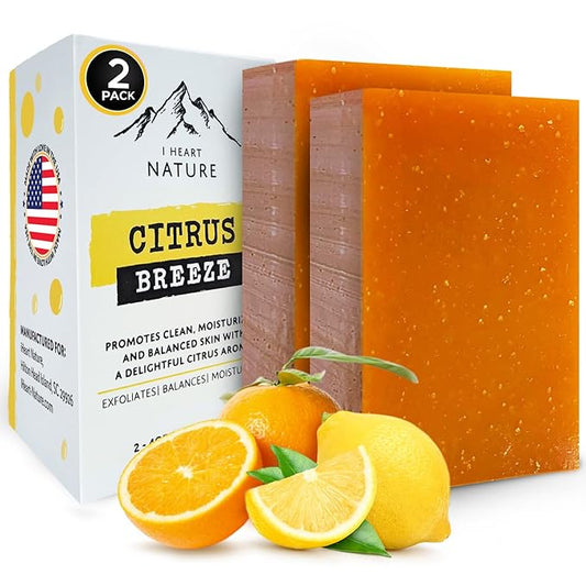 iHeart Citrus Lemon Soap Bar (2 Packs) with Lemon, Orange, and Shea Butter for a Rich Creamy Lather - Face & Body Wash - Envelops your Skin in a Burst of Refreshing Aroma