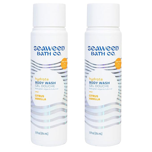Seaweed Bath Co. Hydrate Body Wash - Citrus Vanilla | Foaming Shower Gel Cleanser with Natural Ingredients | Vegan, Paraben and Sulfate Free | For Women and Men | 12 oz (Pack of 2)