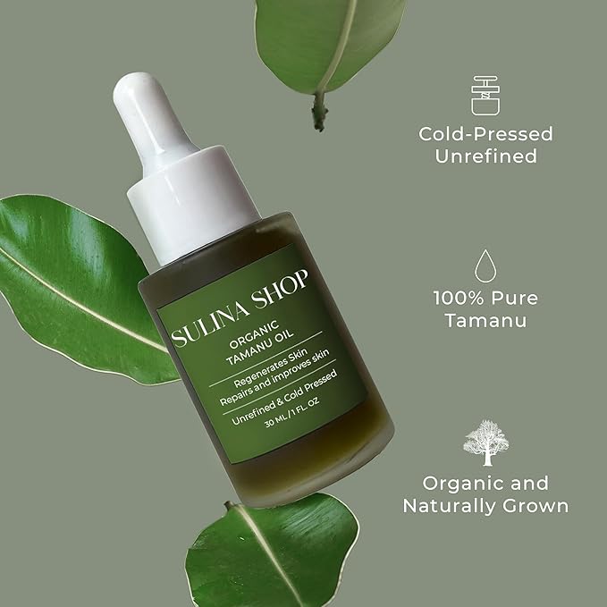 Tamanu Oil Organic for Skin, 100% Pure, Cold Pressed, Unrefined, Cruelty-Free, Hydrating, Moisturizing Tamanu Oil for Face Skincare, Haircare, Soothes Irritation, Reduces Scars and Acne, All Skin Type
