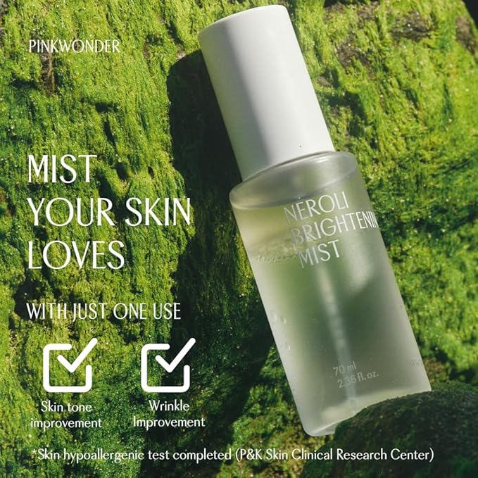 PINKWONDER Neroli Mist 2.36oz (70ml), Hydrating Facial Spray with Neroli & Jojoba Oil, Glowing and Radiant Skin, Antioxidant, Korean Skincare