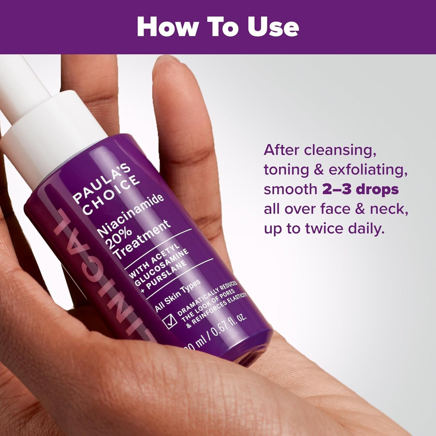 CLINICAL 20% Niacinamide Serum – High Strength Vitamin B3 Face Serum for Anti-Aging, Dark Spots & Enlarged Pores | Fragrance-Free Skin Brightening Treatment | 0.67 Fl Oz