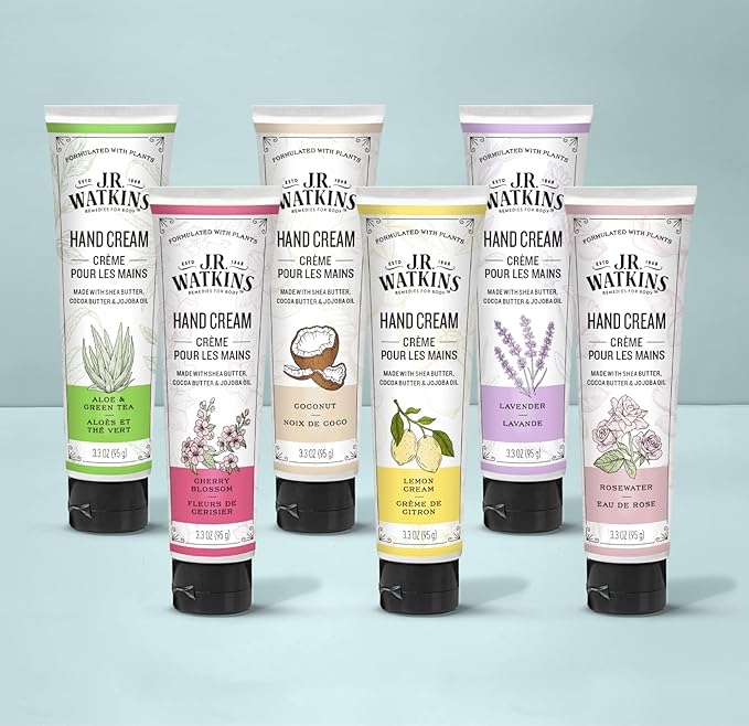 J.R. Watkins Natural Moisturizing Hand Cream, Hydrating Hand Moisturizer with Shea Butter, Cocoa Butter, and Avocado Oil, USA Made and Cruelty Free, 3.3oz, Lavender, Single