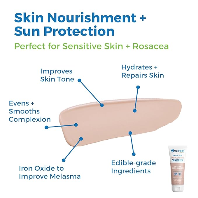 Waxhead Tinted Mineral Sunscreen for Face – Sheer Glow BB Cream Moisturizer with SPF 31, Non-Nano Zinc Oxide, Unscented, Non‑Comedogenic Mineral Facial Sunscreen, Primer under Makeup (Light Tint 4oz)