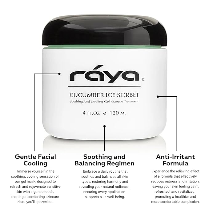 Raya Cucumber Ice Sorbet Masque (608) | Cooling Facial Gel Mask & Soothing Cucumber Extract, for Hydrating, Calming, Revitalizing & Refreshing All Skin Types, Great for Post-Sun Treatment - 120 ml