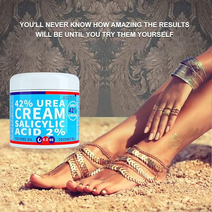 Urea Cream 42% - Premium Urea Foot Cream - With 2% Salicylic Acid, Tea Tree Oil, Shea Butter, Aloe Vera - For Feet, Hands, Heels, Elbows, Knees and More - 8 oz