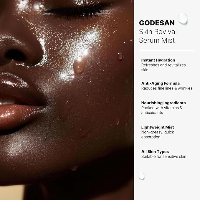 Skin Revival Serum Mist 1.35fl oz - Hydrating Facial Mist, Glowy Skin, Vegan, Sets Makeup, All Skin Type