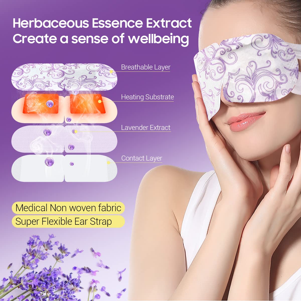 16 Packs Steam Eye Masks for Dry Eyes, Lavender Heated Eye Mask, Relief Eyes Fatigue & Dark Circle, Heat Sleep Mask for Puffiness, Disposable Eye Mask, Moist Hot Compress Eye Patch for Sleeping