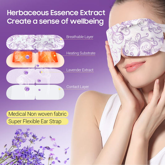 16 Packs Steam Eye Masks for Dry Eyes, Lavender Heated Eye Mask, Relief Eyes Fatigue & Dark Circle, Heat Sleep Mask for Puffiness, Disposable Eye Mask, Moist Hot Compress Eye Patch for Sleeping
